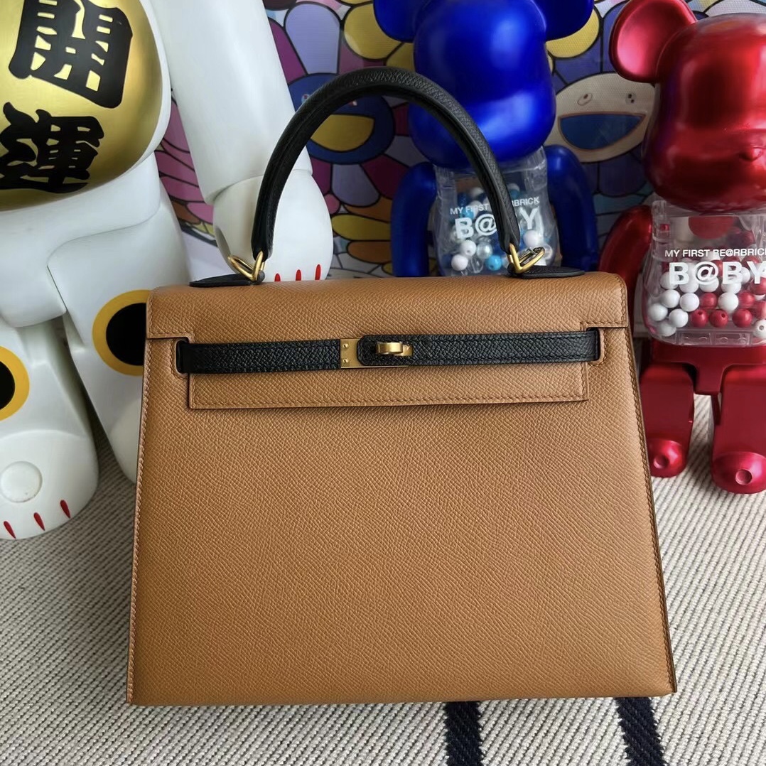 Thailand Hermes Kelly 25cm Epsom HSS 37 Gold+89 Noir 磨砂金扣 MGHW