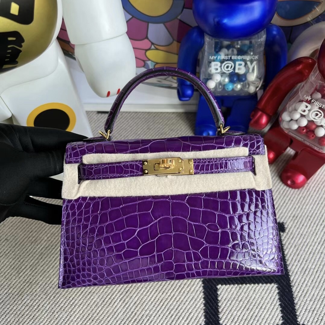 愛馬仕越南 Vietnam Hermes Kelly Mini II 2代 5L ultraviolet 極度紫美洲鱷魚