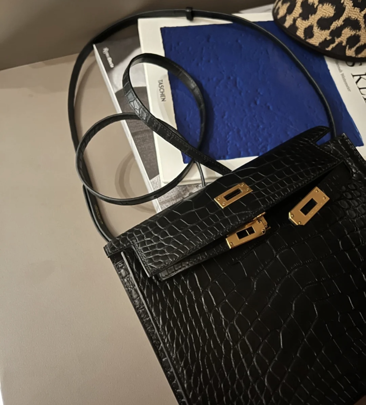 Hermès Kelly Danse Alligator Crocodile 89 Noir 黑色霧面方塊美洲鱷魚金扣