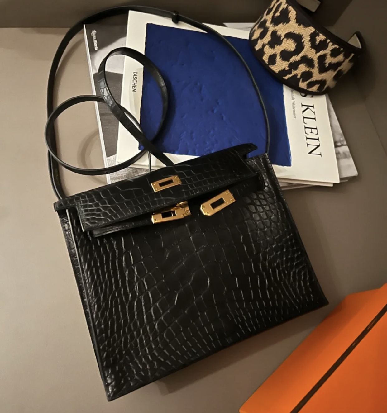 Hermès Kelly Danse Alligator Crocodile 89 Noir 黑色霧面方塊美洲鱷魚金扣