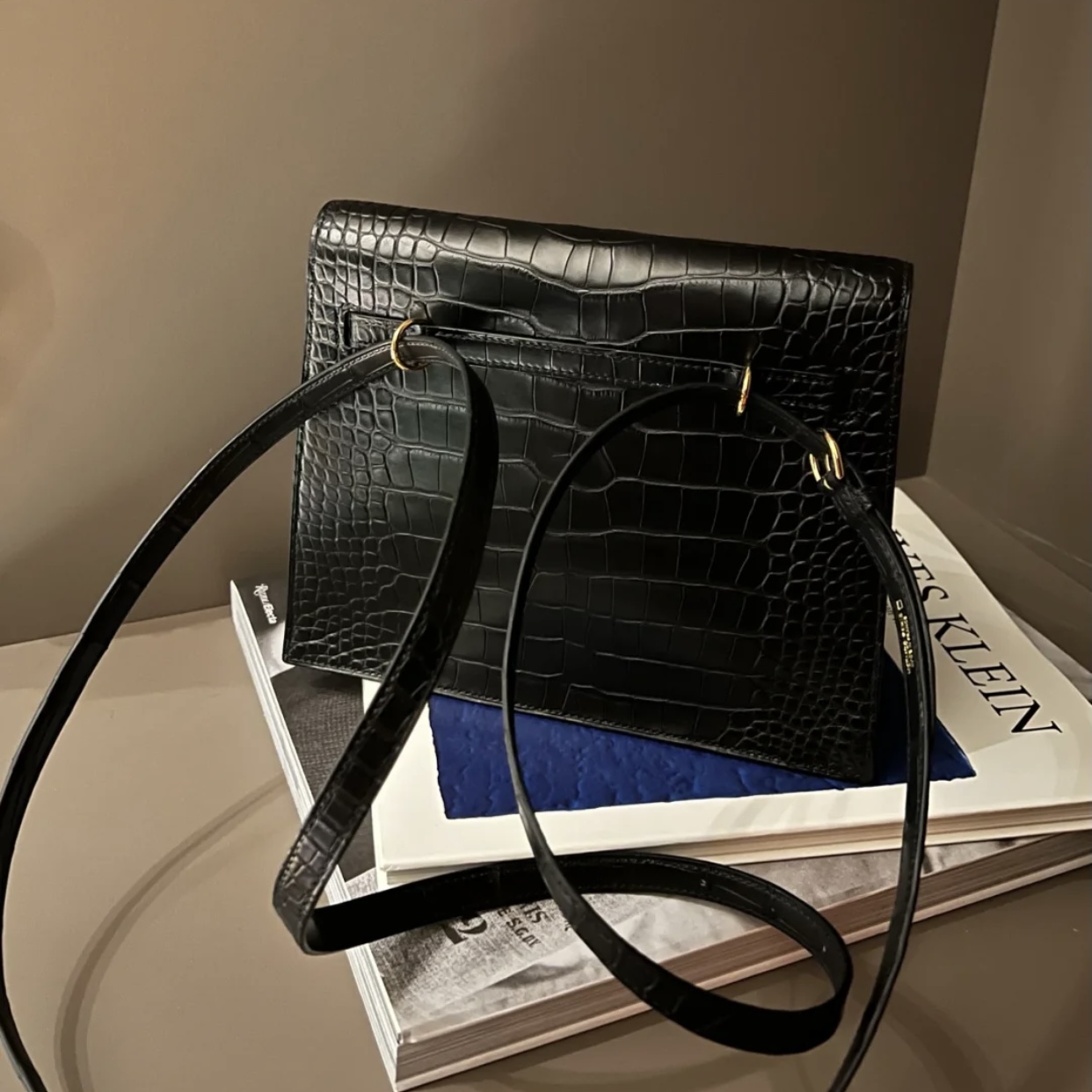 Hermès Kelly Danse Alligator Crocodile 89 Noir 黑色霧面方塊美洲鱷魚金扣