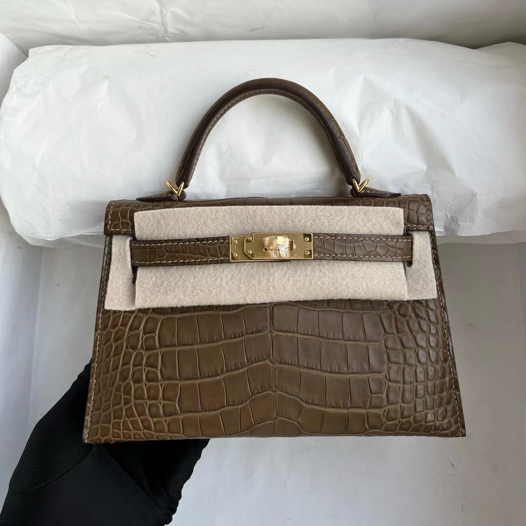 愛馬仕歐洲官網 Hermès Kelly Mini II 2代 D0 beige de weimer 德威馬犬米色美洲鱷魚