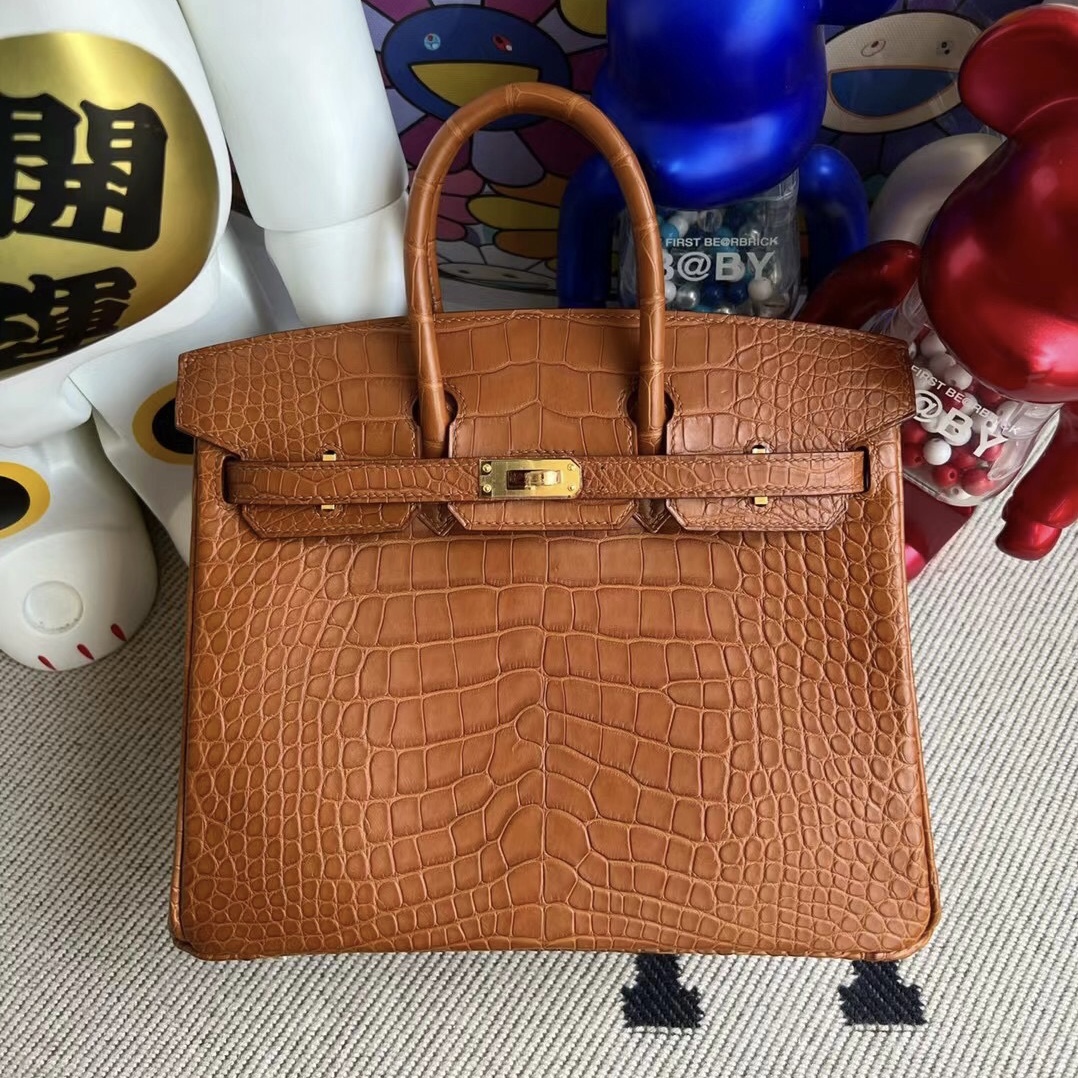 越南愛馬仕官網 Hermès Birkin 25cm 37 Gold 金棕色 霧面美洲鱷魚