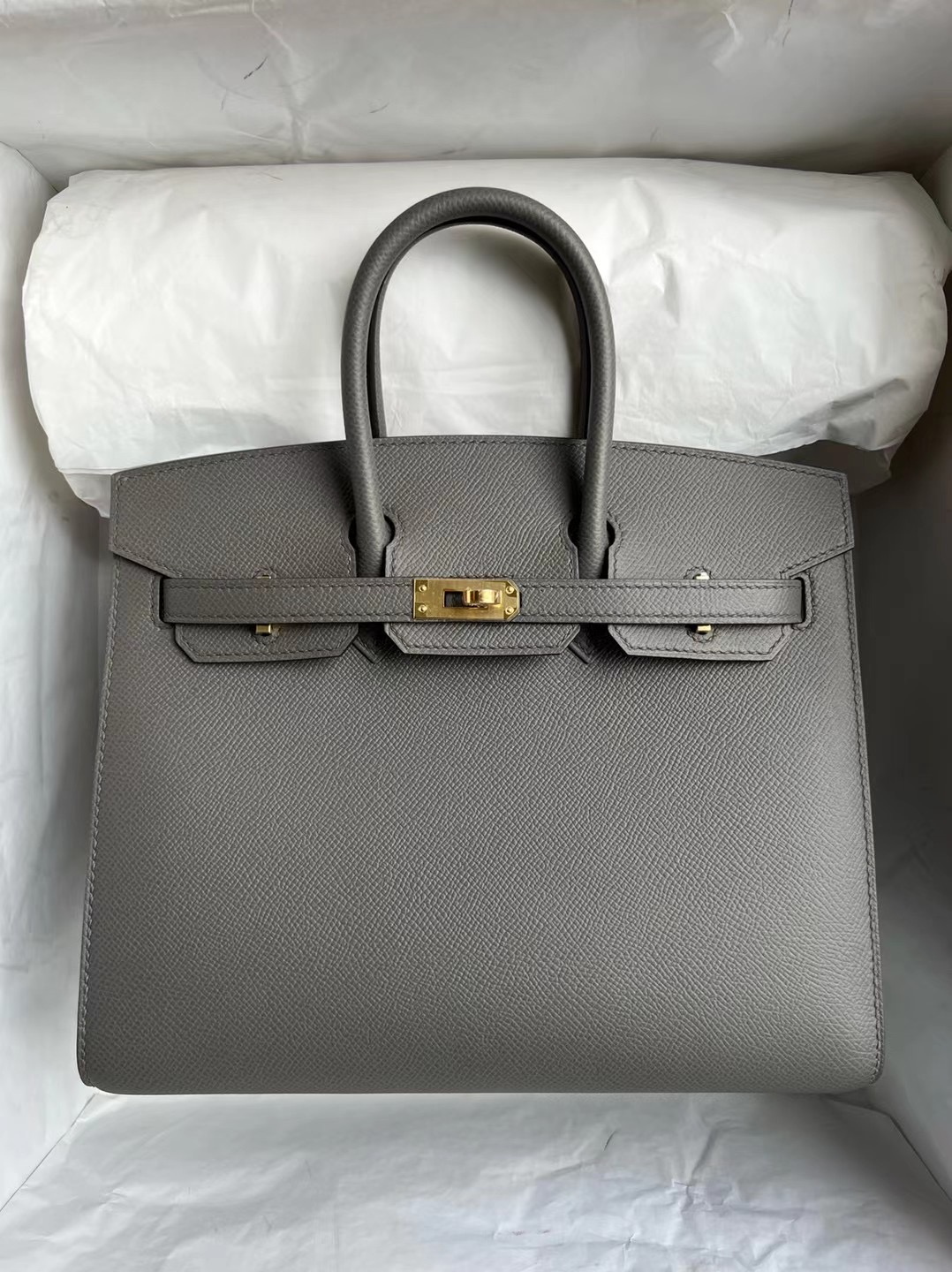 愛馬仕沙特網購網站 Hermès Birkin 25 外縫 Sellier Epsom 0L Gris Meyer 積雨雲灰 金扣