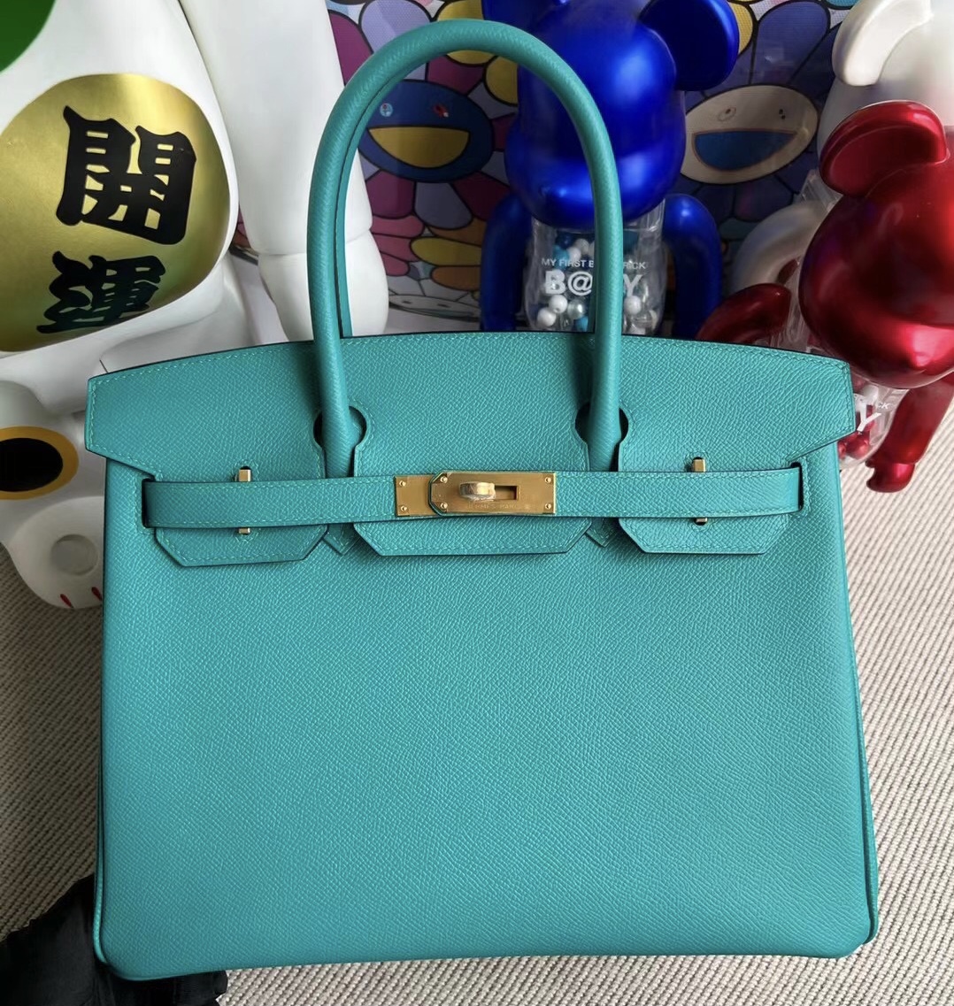 泰國愛馬仕官網 Hermès Birkin 30cm Epsom 7F Blue Paon 孔雀藍 金扣