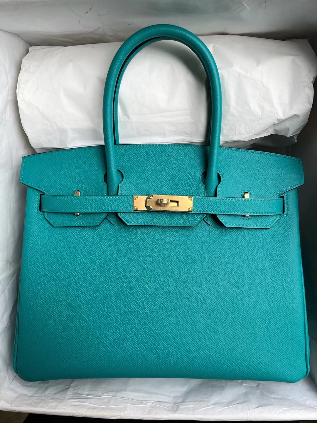 泰國愛馬仕官網 Hermès Birkin 30cm Epsom 7F Blue Paon 孔雀藍 金扣