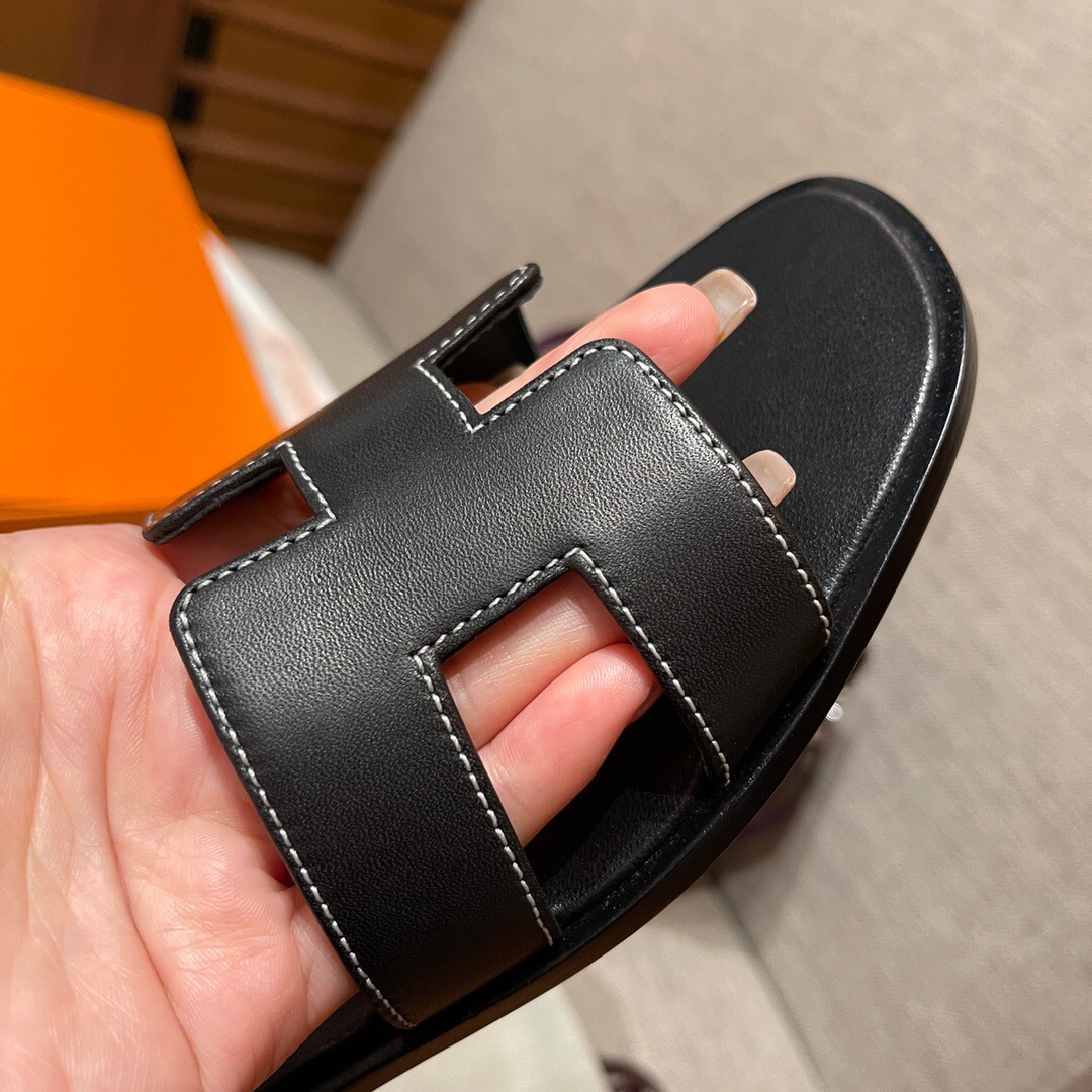 愛馬仕涼鞋 拖鞋 Saudi Arabia Hermes Oran sandal Swift 89 黑色 Noir