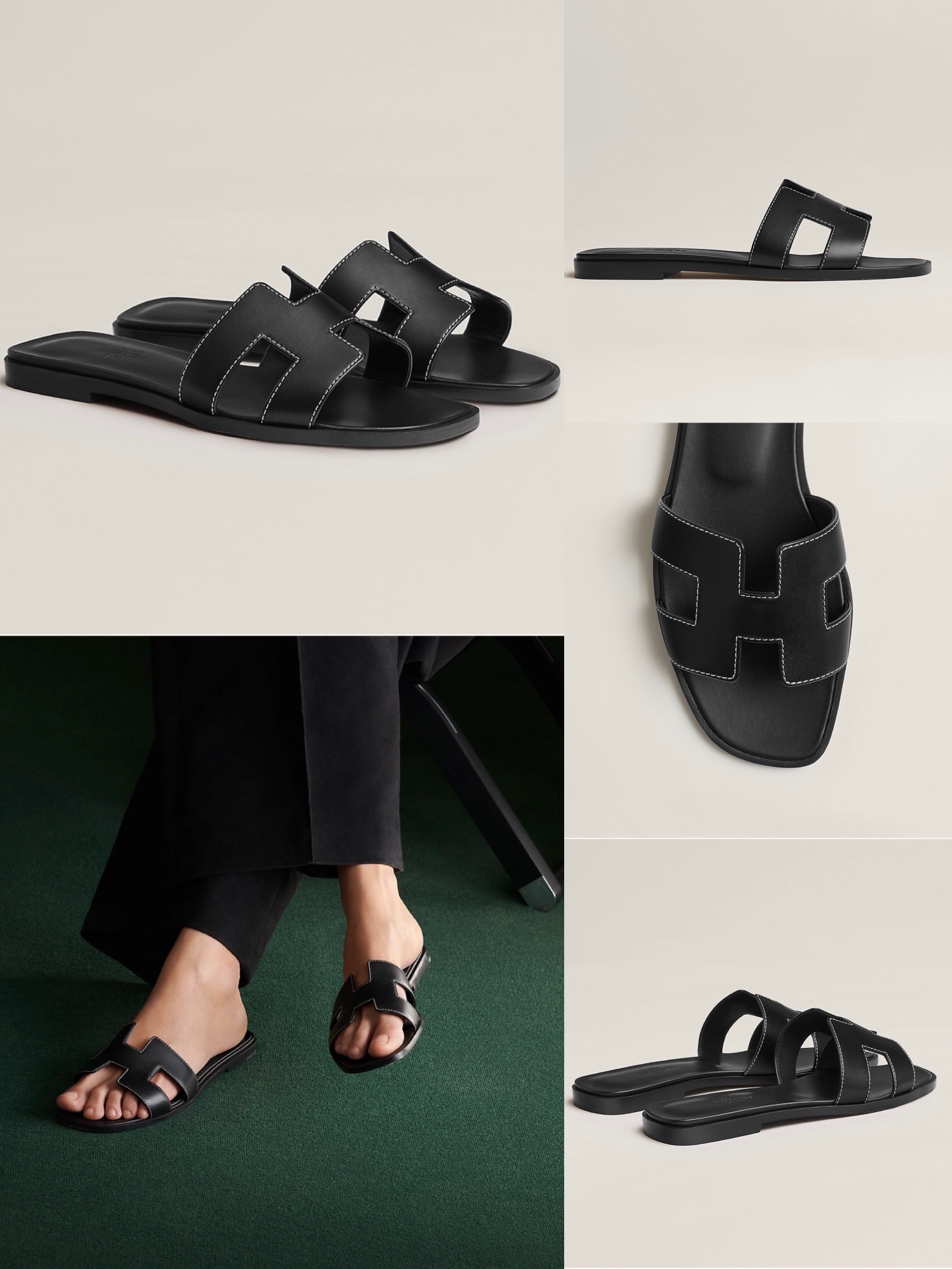 愛馬仕涼鞋 拖鞋 Saudi Arabia Hermes Oran sandal Swift 89 黑色 Noir