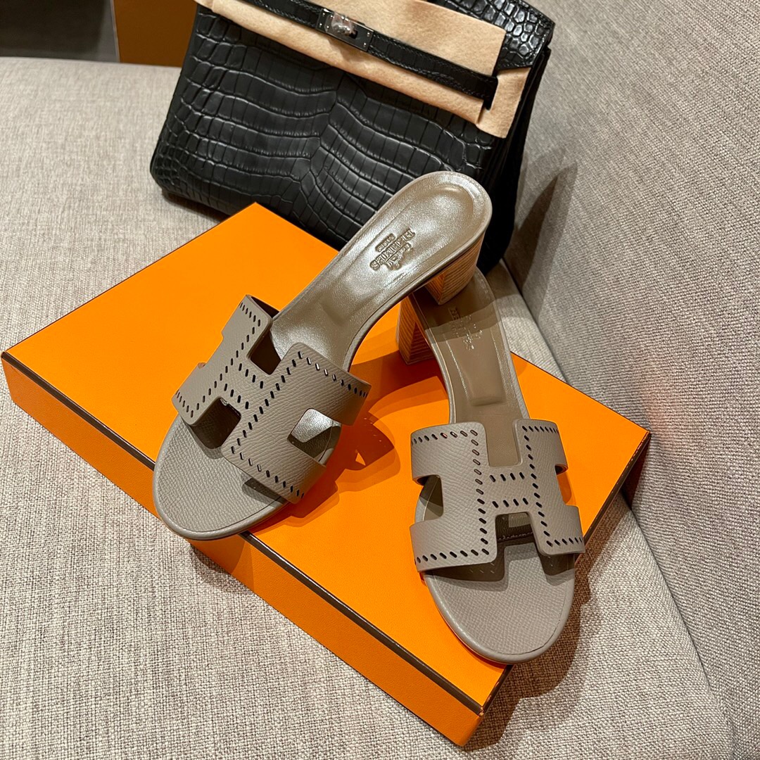 Hermès M8 Gris Asphalte 瀝青灰 Oran sandal Epsom 高跟涼鞋