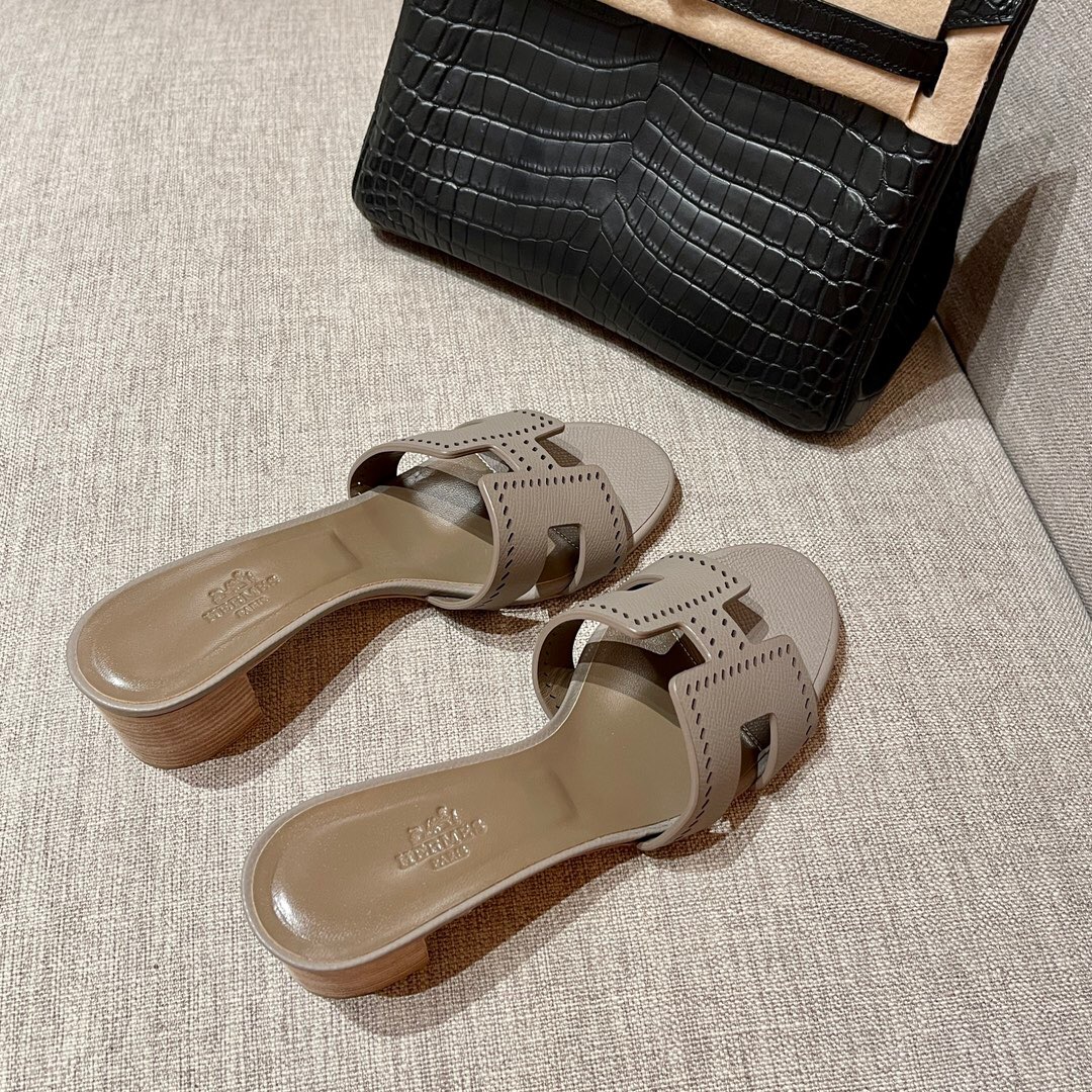 Hermès M8 Gris Asphalte 瀝青灰 Oran sandal Epsom 高跟涼鞋