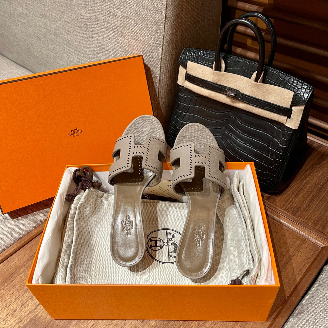 Hermès M8 Gris Asphalte 瀝青灰 Oran sandal Epsom 高跟涼鞋