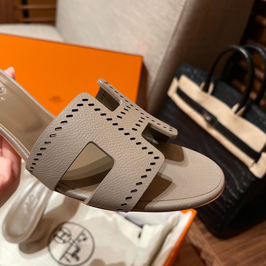 Hermès M8 Gris Asphalte 瀝青灰 Oran sandal Epsom 高跟涼鞋