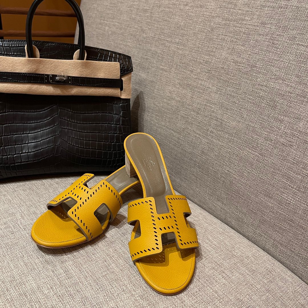 愛馬仕高跟涼鞋 Hermès 9D Amber 琥珀黃 Oran sandal Epsom 高跟涼鞋