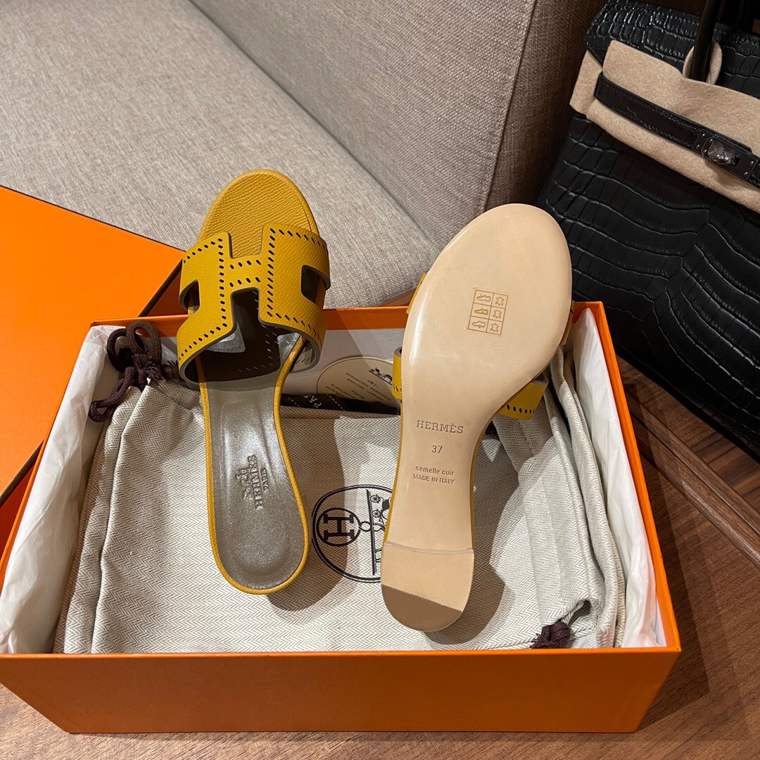 愛馬仕高跟涼鞋 Hermès 9D Amber 琥珀黃 Oran sandal Epsom 高跟涼鞋