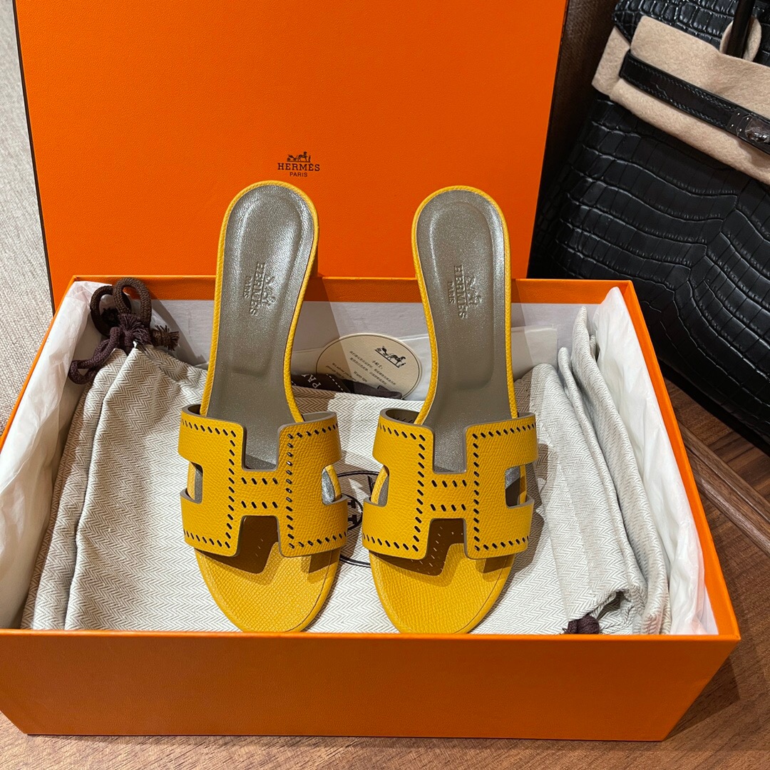 愛馬仕高跟涼鞋 Hermès 9D Amber 琥珀黃 Oran sandal Epsom 高跟涼鞋