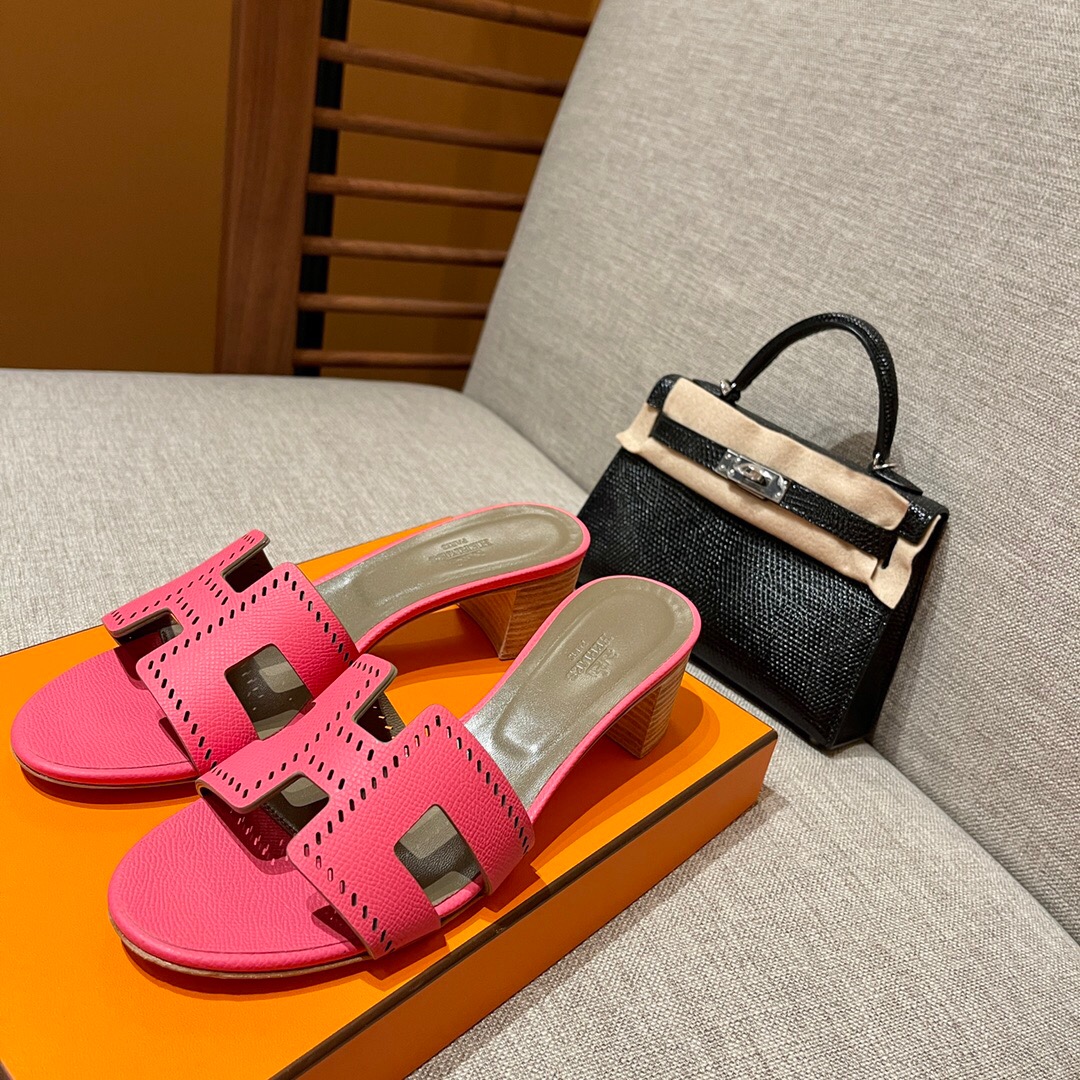 愛馬仕鏤空H高跟鞋 Hermès U5 Rose Lipstick 唇膏粉 Oran sandal Epsom