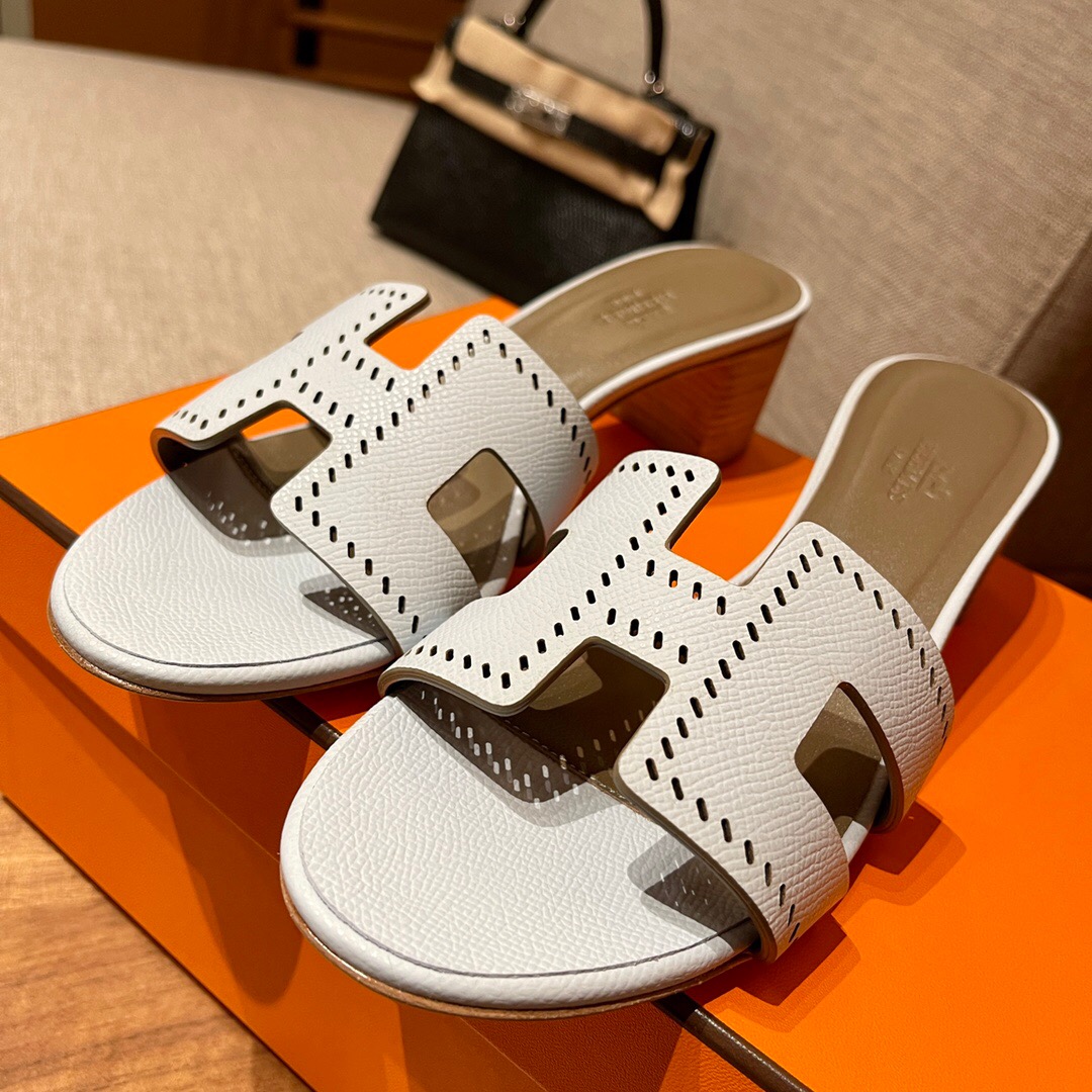 愛馬仕 Hermès Oran sandal T0 Blue Brume 霧藍色 Epsom 高跟涼鞋