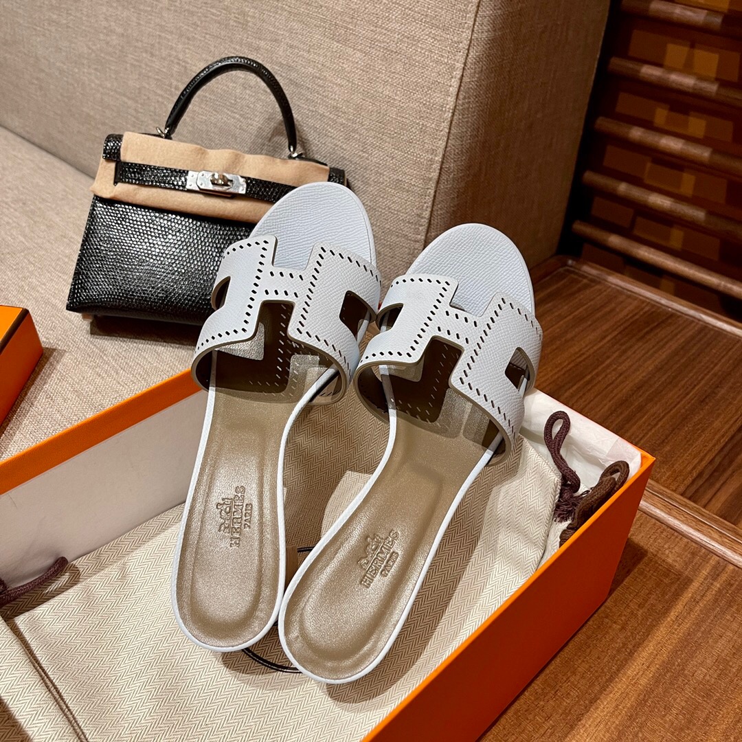 愛馬仕 Hermès Oran sandal T0 Blue Brume 霧藍色 Epsom 高跟涼鞋