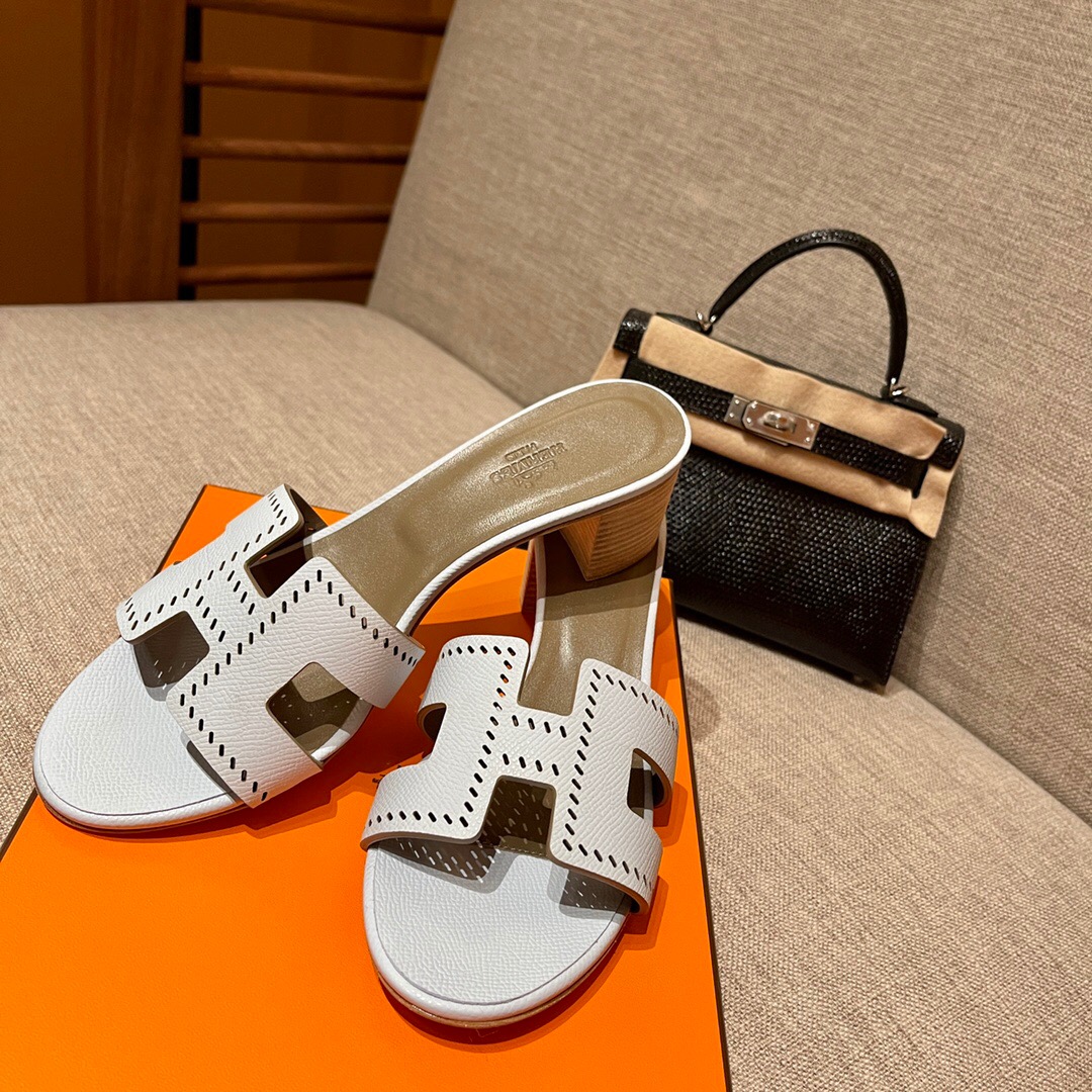 愛馬仕 Hermès Oran sandal T0 Blue Brume 霧藍色 Epsom 高跟涼鞋