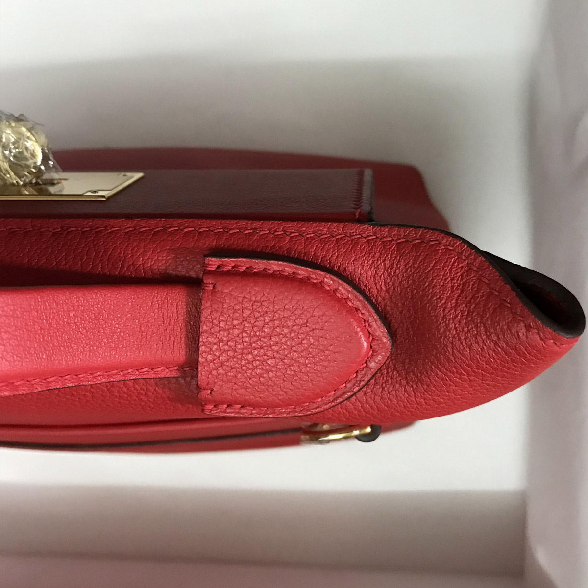 愛馬仕官方旗艦店 Hermes Kelly 24/24 Mini S3 Rouge de coeur Evercolor 拼 Swift