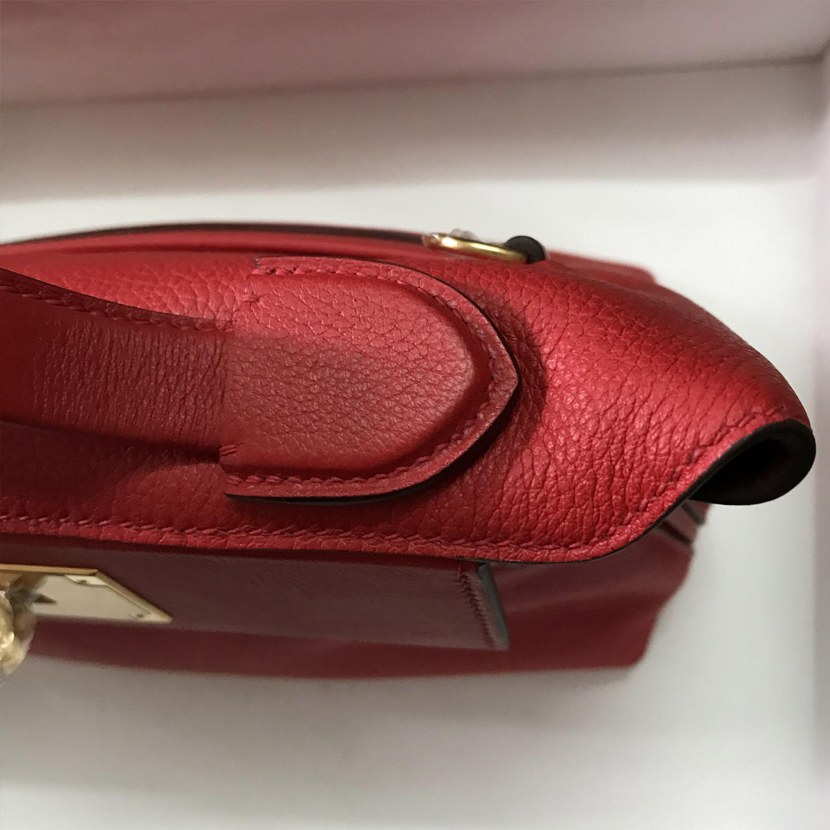 愛馬仕官方旗艦店 Hermes Kelly 24/24 Mini S3 Rouge de coeur Evercolor 拼 Swift