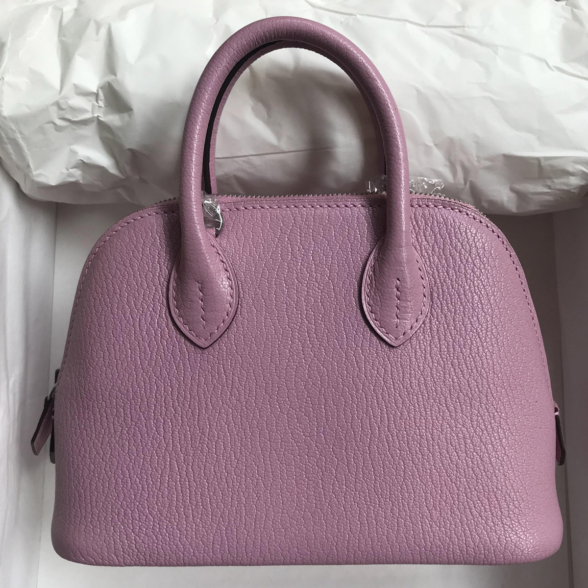 愛馬仕保齡球包有幾個尺寸 Hermès Bolide 1923 X9 Mauve Sylvestre Chevre 銀扣