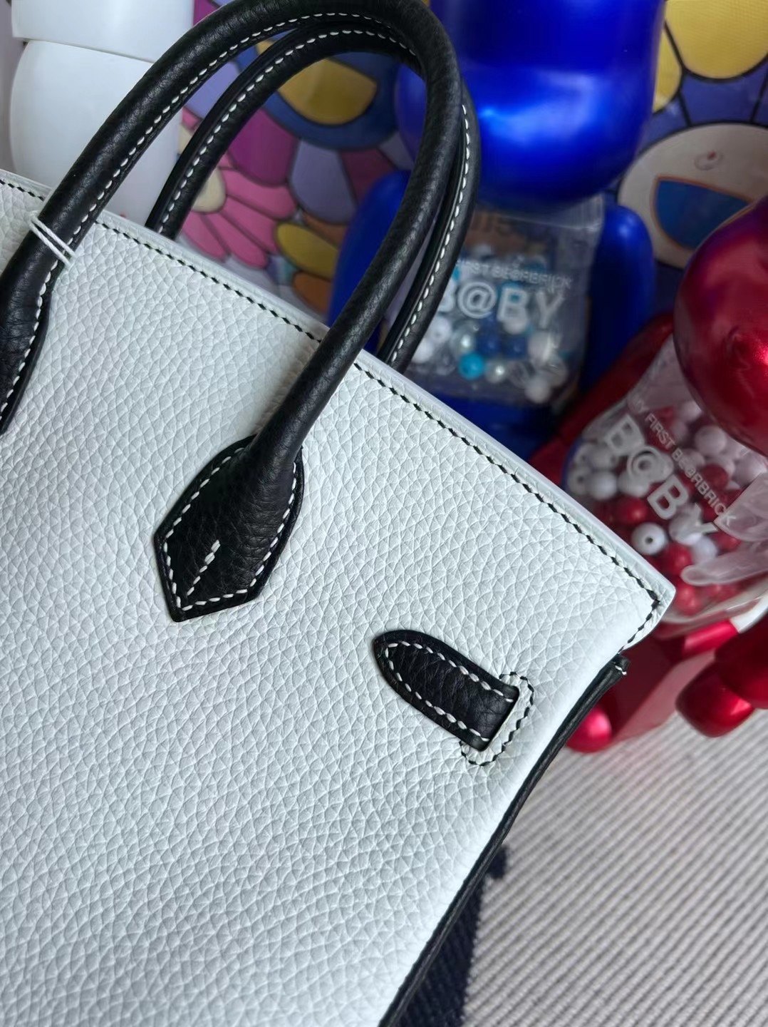 Hermès Birkin 25cm HSS 黑白熊貓 01 Pure white 純白色+黑色拉絲銀扣馬蹄印