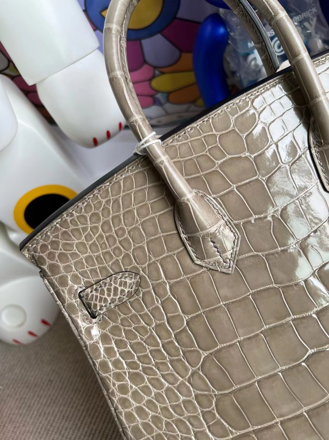 Hermès Birkin 25cm 亮面美洲鱷魚 81 Gris Tourterelle 斑鳩灰