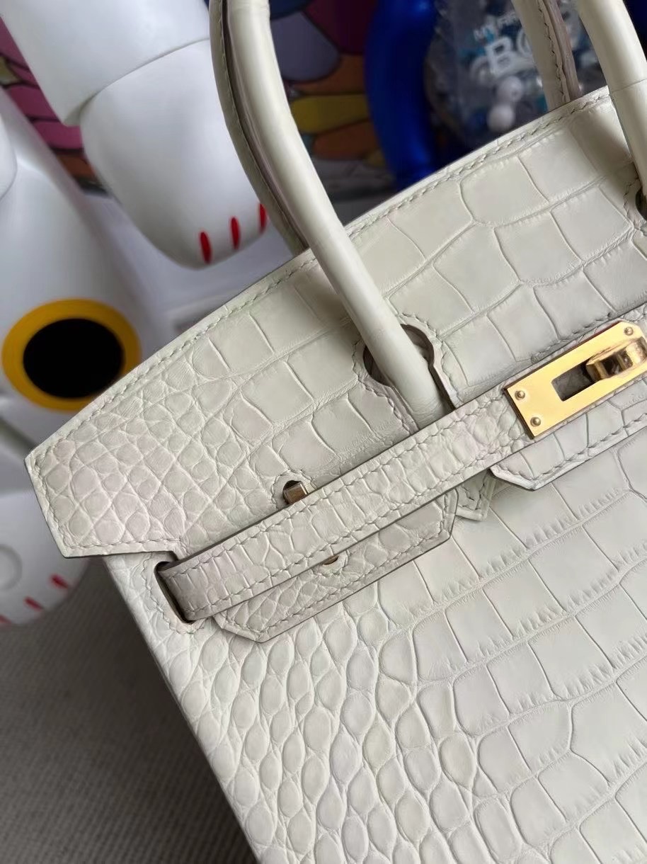 愛馬仕包包官方價格 Hermès Birkin 25cm 8L Beton 冰川白霧面美洲鱷魚