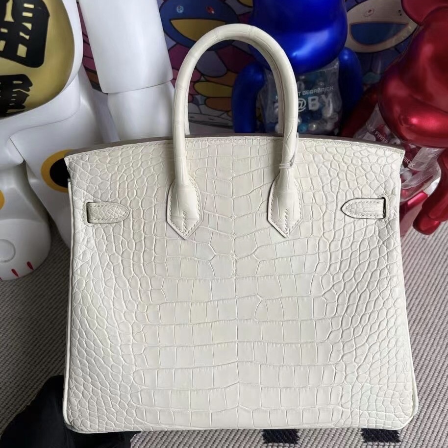 愛馬仕包包官方價格 Hermès Birkin 25cm 8L Beton 冰川白霧面美洲鱷魚