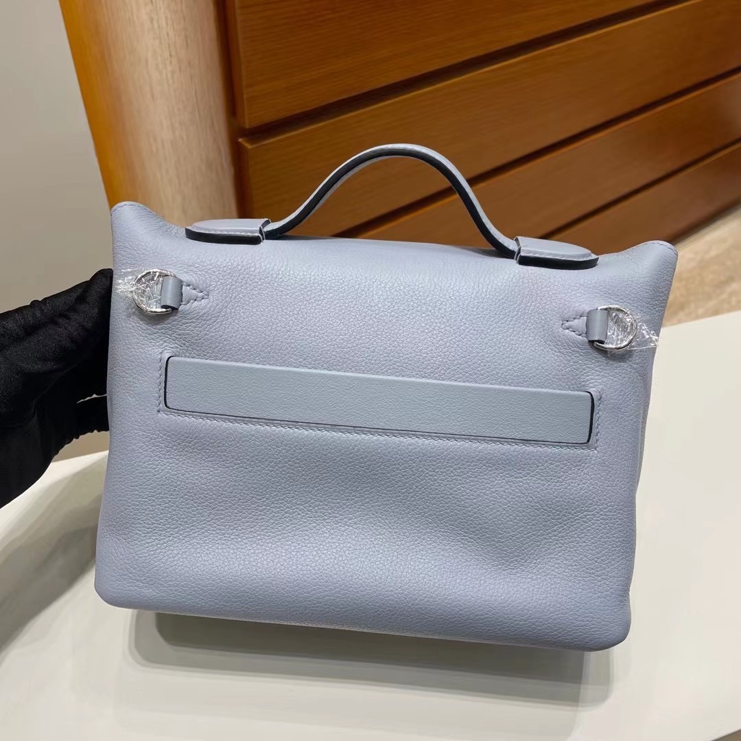 Hermès Kelly 24 24 MINI Evercolor 拼 Swift J7 blue lin 亞麻藍