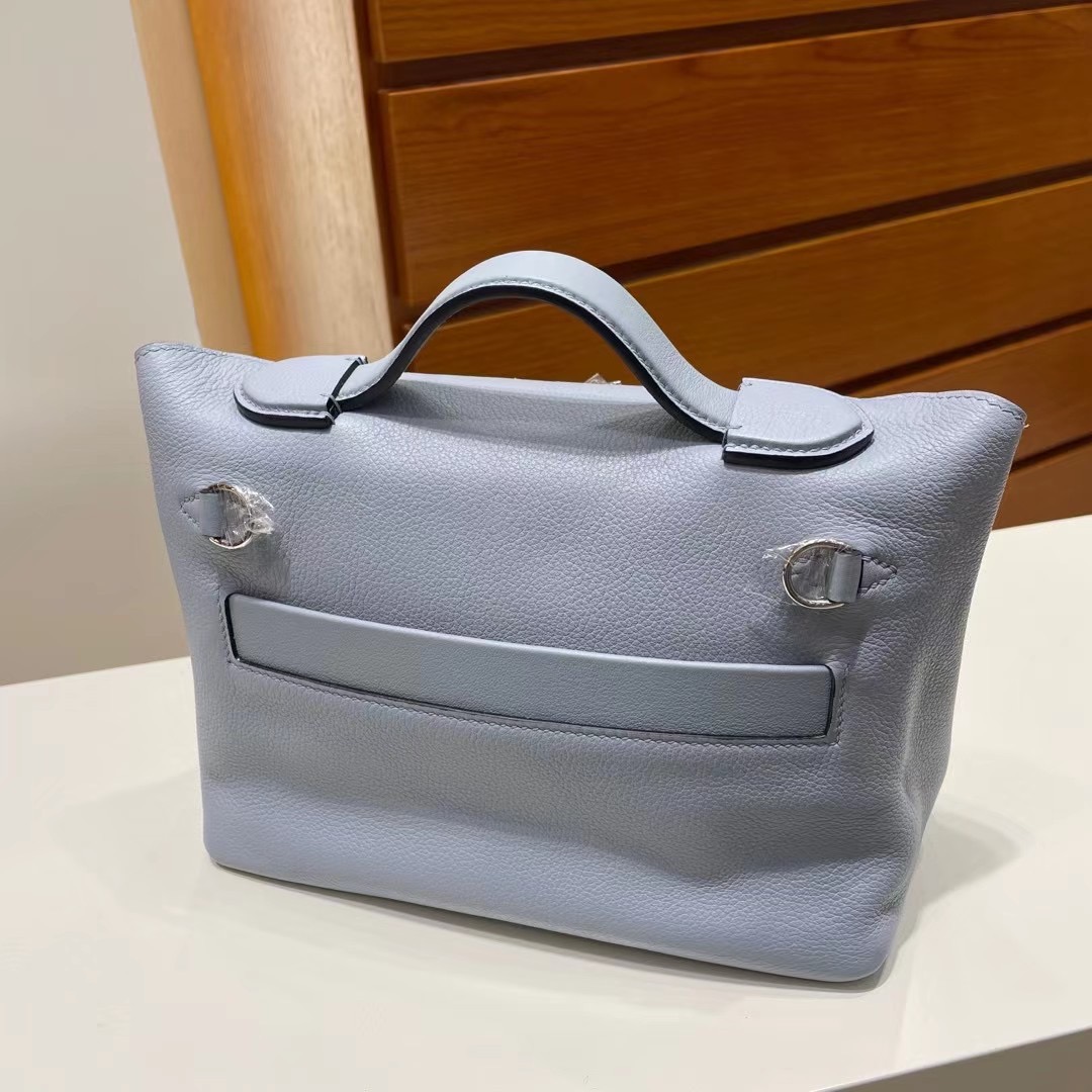 Hermès Kelly 24 24 MINI Evercolor 拼 Swift J7 blue lin 亞麻藍