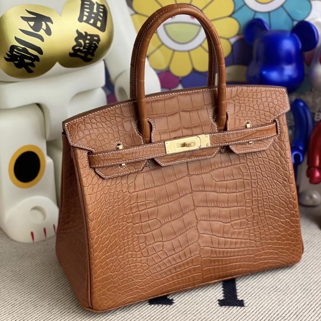 臺灣愛馬仕包包圖片大全 Hermès Birkin 30 霧面美洲鱷魚 37 Gold 金棕色 金扣