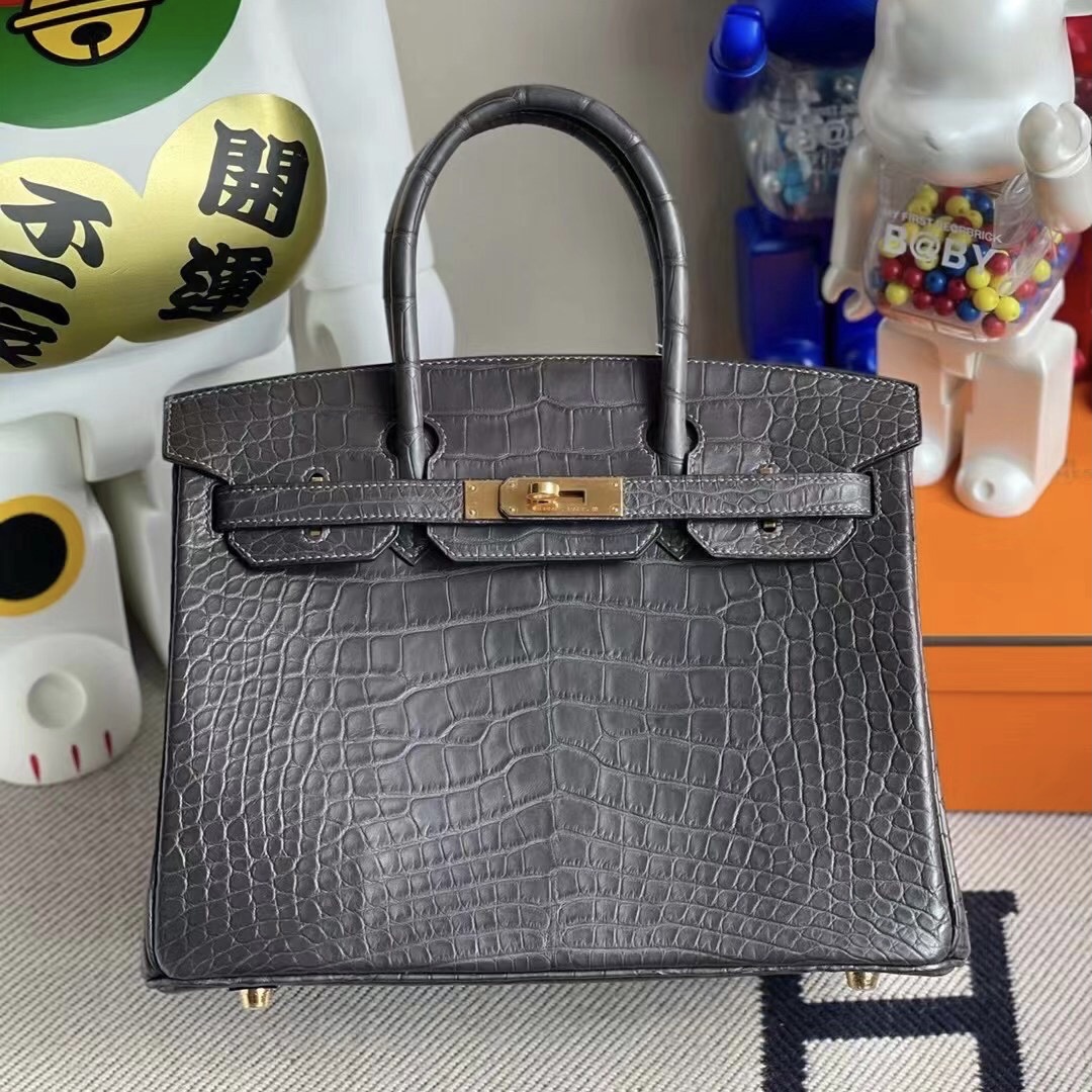 愛馬仕包包大概多少錢 Hermès Birkin 30 霧面美洲鱷魚 88 Graphite 石墨灰 金扣