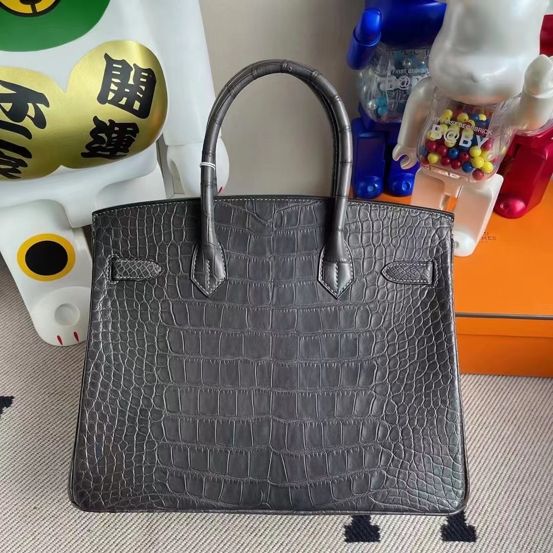 愛馬仕包包大概多少錢 Hermès Birkin 30 霧面美洲鱷魚 88 Graphite 石墨灰 金扣