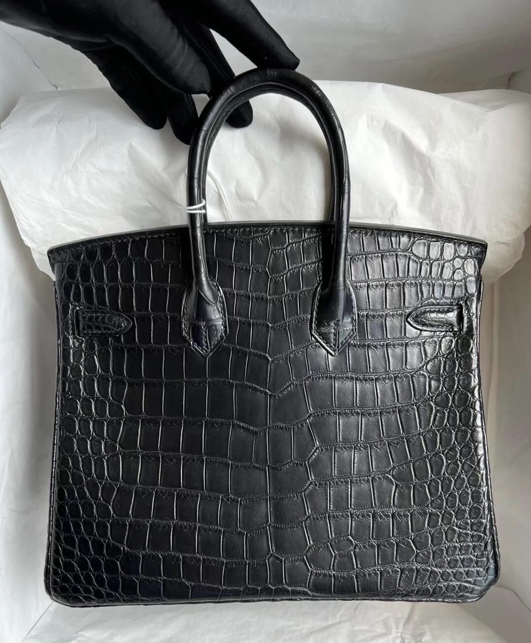 Hermès Birkin 25cm 89 黑色 Noir 霧面灣鱷 Matte Porosus Crocodile 金扣