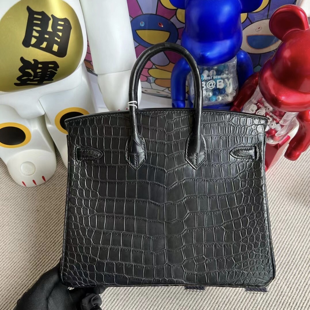 Hermès Birkin 25cm 89 黑色 Noir 霧面灣鱷 Matte Porosus Crocodile 金扣