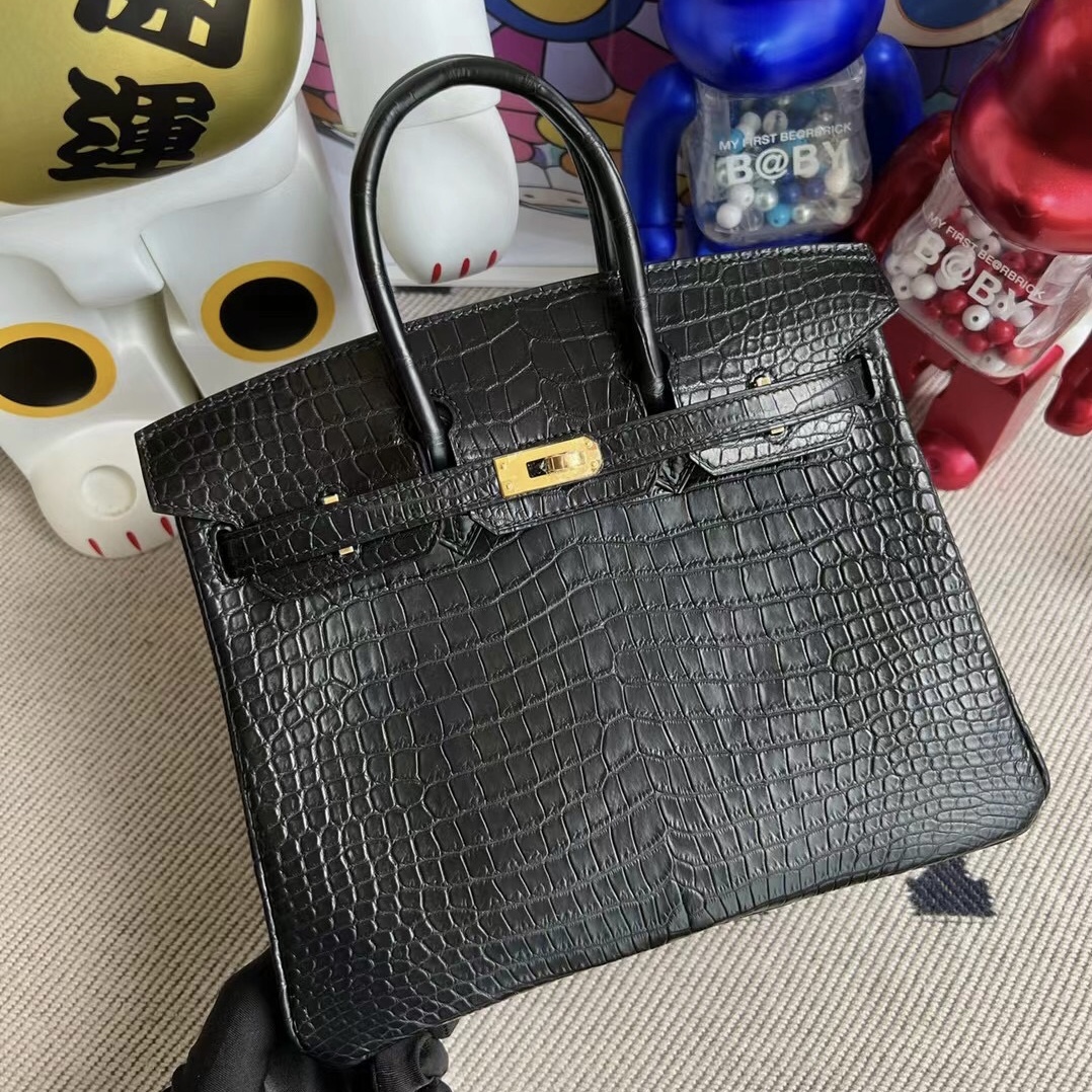 Hermès Birkin 25cm 89 黑色 Noir 霧面灣鱷 Matte Porosus Crocodile 金扣