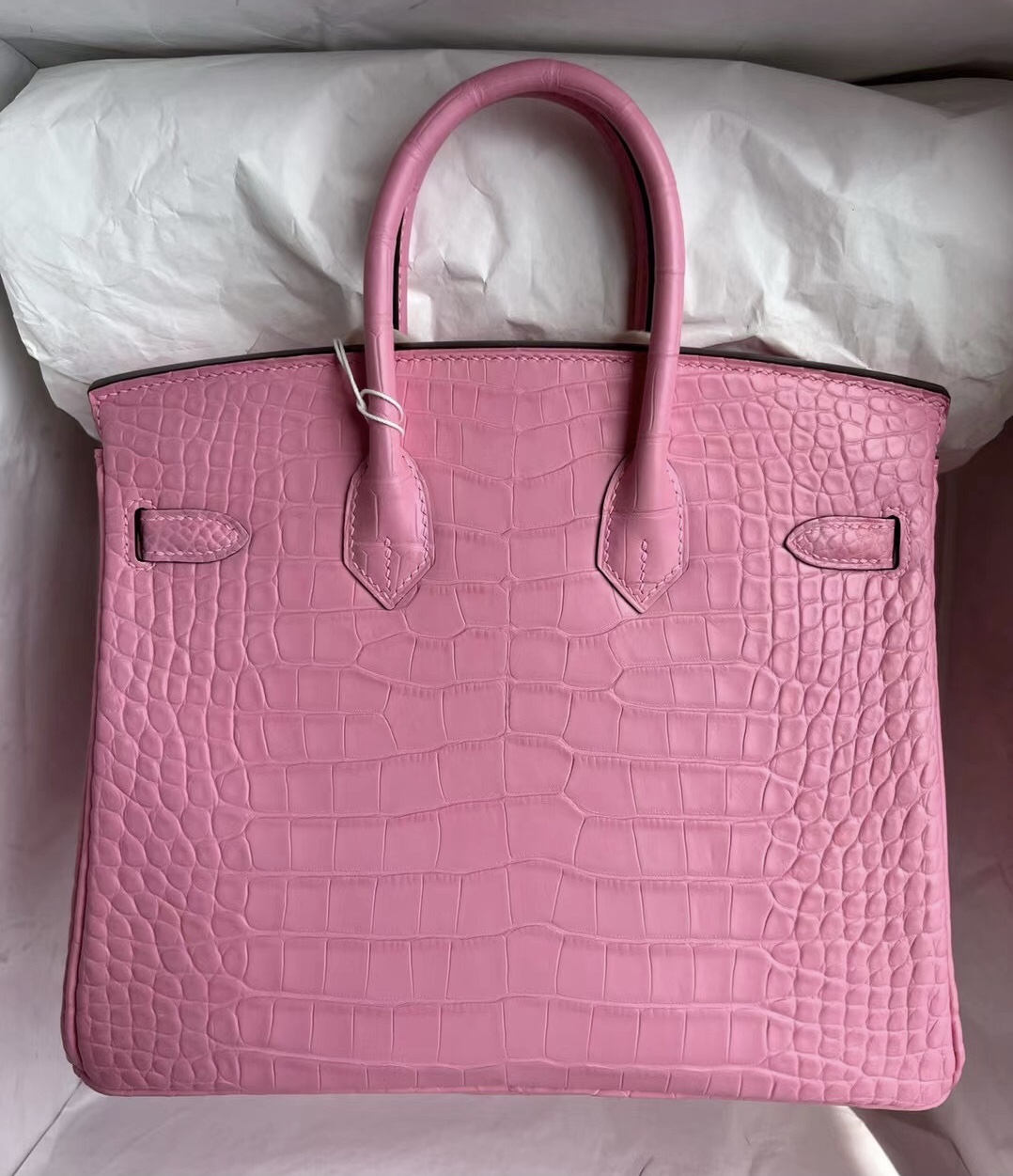 Hermès Birkin 25 霧面美洲鱷魚 Matte Alligator Crocodile 5P pink 櫻花粉 銀扣