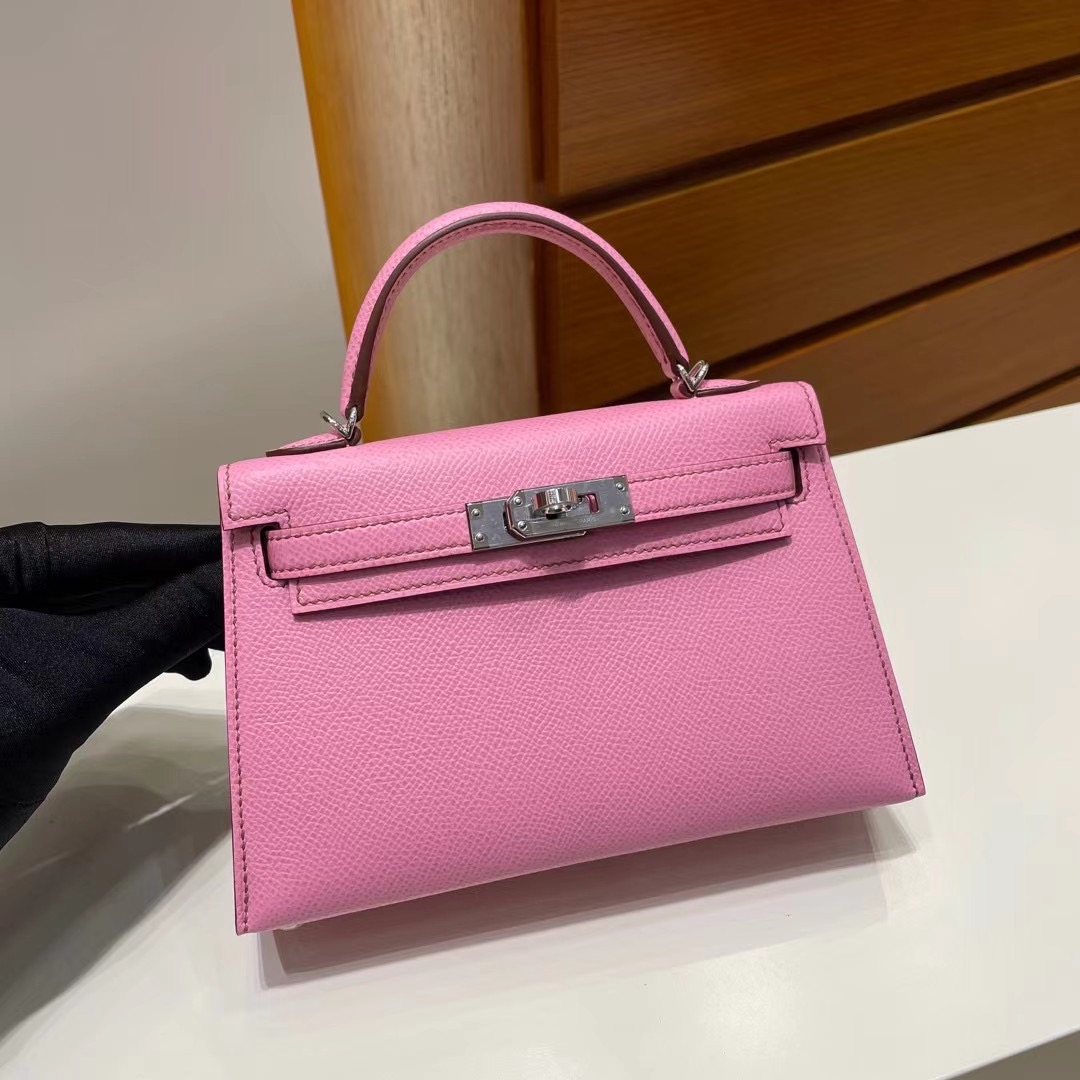 愛馬仕凱莉mini二代 Hermès Kelly Mini II 2代 Epsom 5P pink 櫻花粉 銀扣