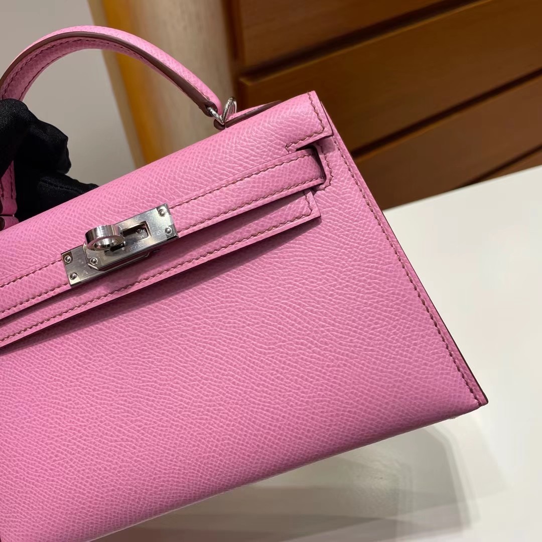 愛馬仕凱莉mini二代 Hermès Kelly Mini II 2代 Epsom 5P pink 櫻花粉 銀扣