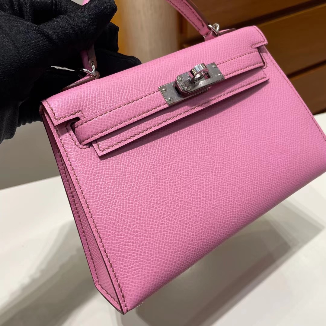 愛馬仕凱莉mini二代 Hermès Kelly Mini II 2代 Epsom 5P pink 櫻花粉 銀扣