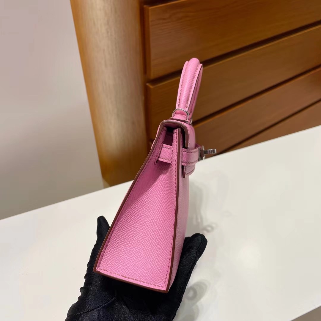 愛馬仕凱莉mini二代 Hermès Kelly Mini II 2代 Epsom 5P pink 櫻花粉 銀扣