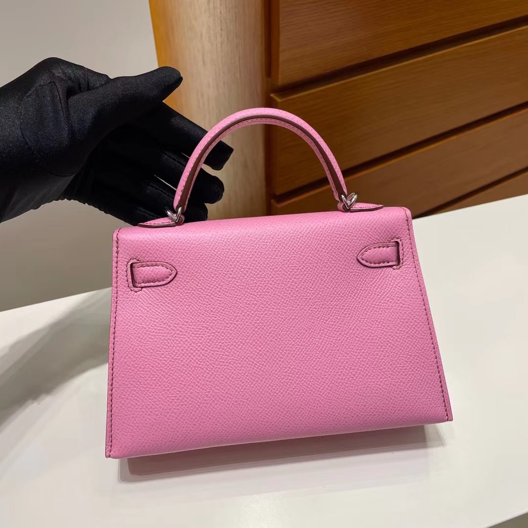 愛馬仕凱莉mini二代 Hermès Kelly Mini II 2代 Epsom 5P pink 櫻花粉 銀扣