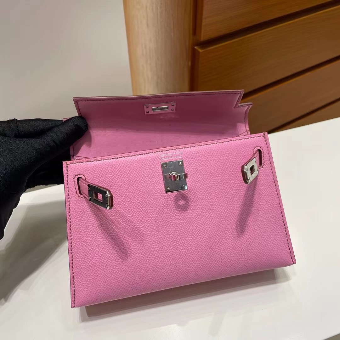 愛馬仕凱莉mini二代 Hermès Kelly Mini II 2代 Epsom 5P pink 櫻花粉 銀扣