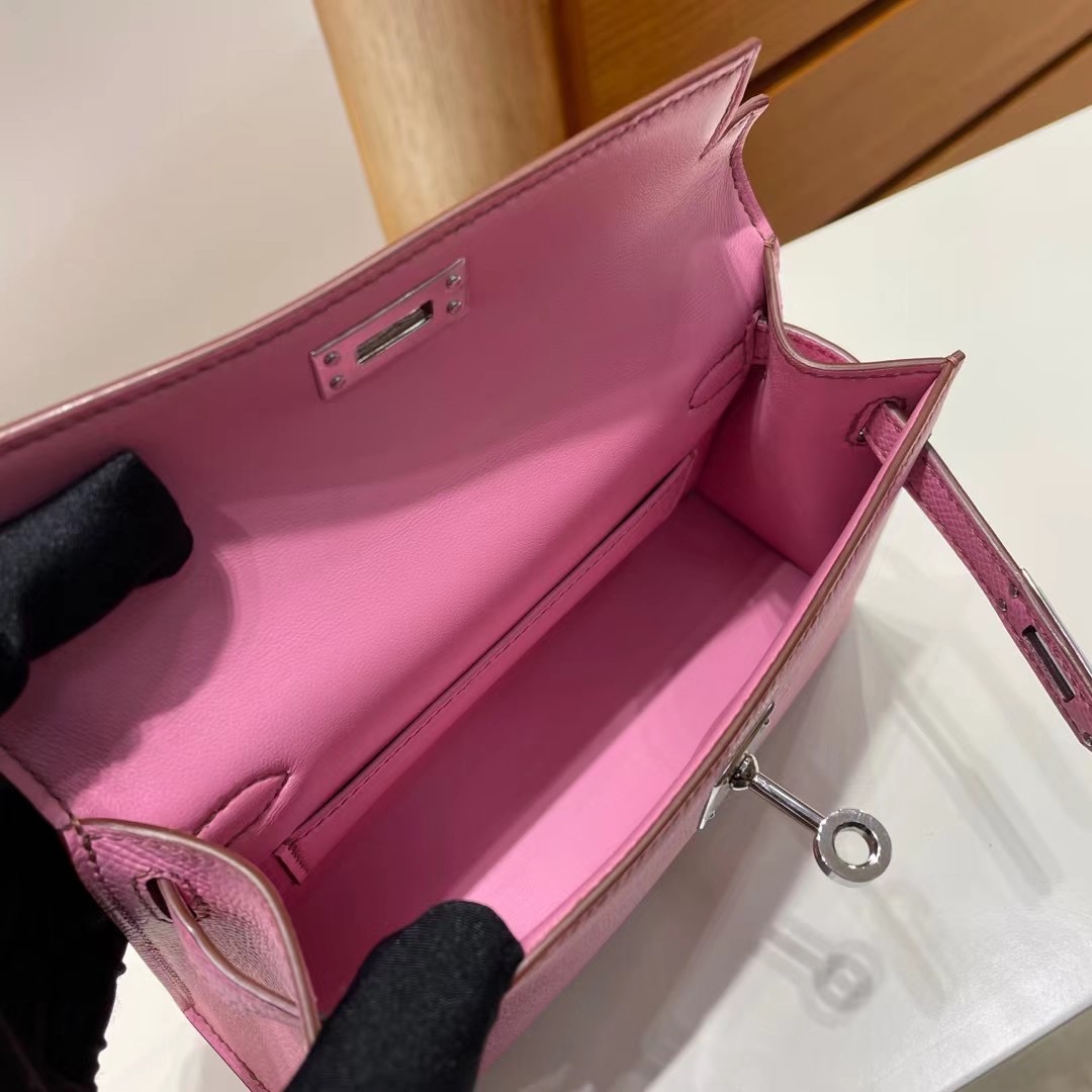 愛馬仕凱莉mini二代 Hermès Kelly Mini II 2代 Epsom 5P pink 櫻花粉 銀扣