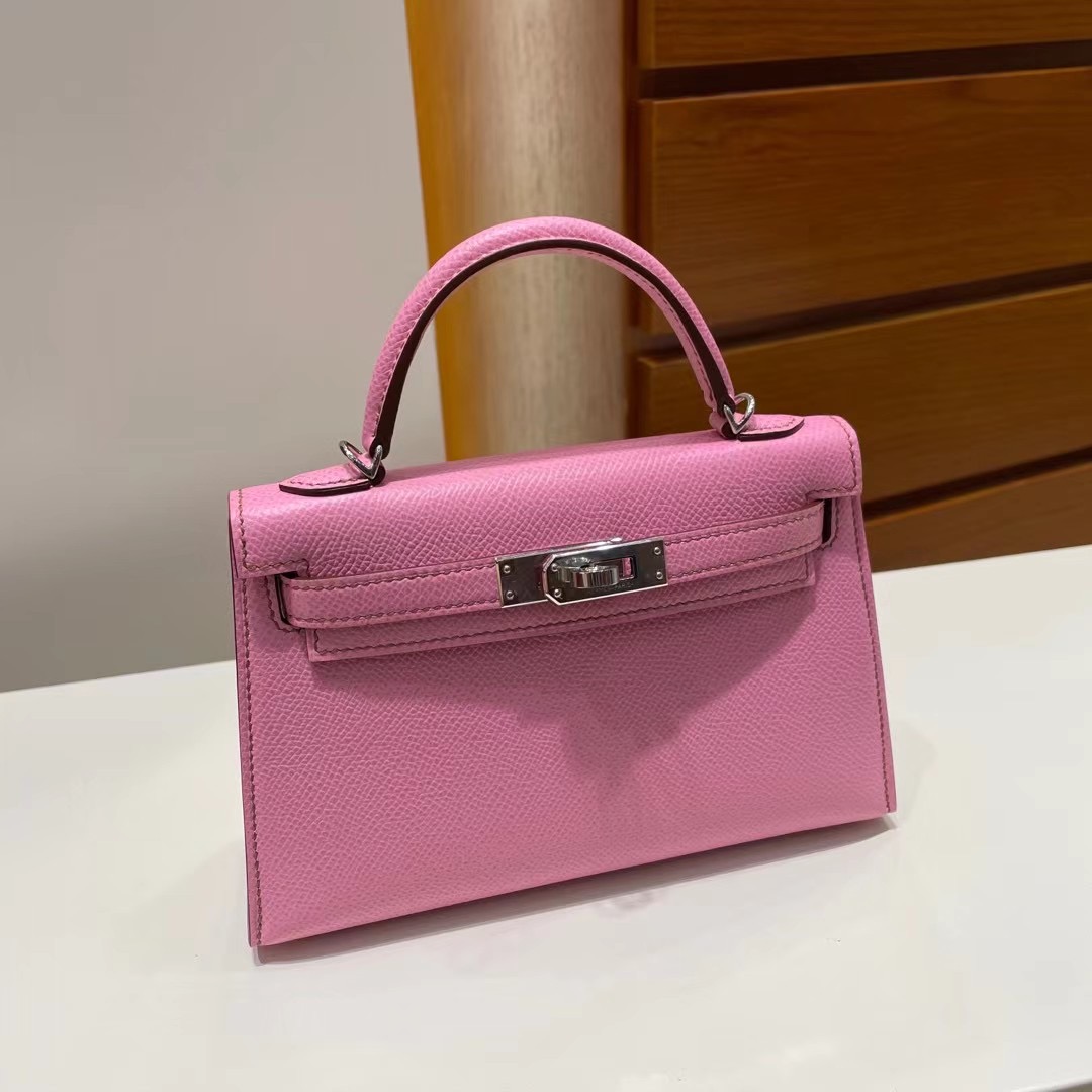 愛馬仕凱莉mini二代 Hermès Kelly Mini II 2代 Epsom 5P pink 櫻花粉 銀扣