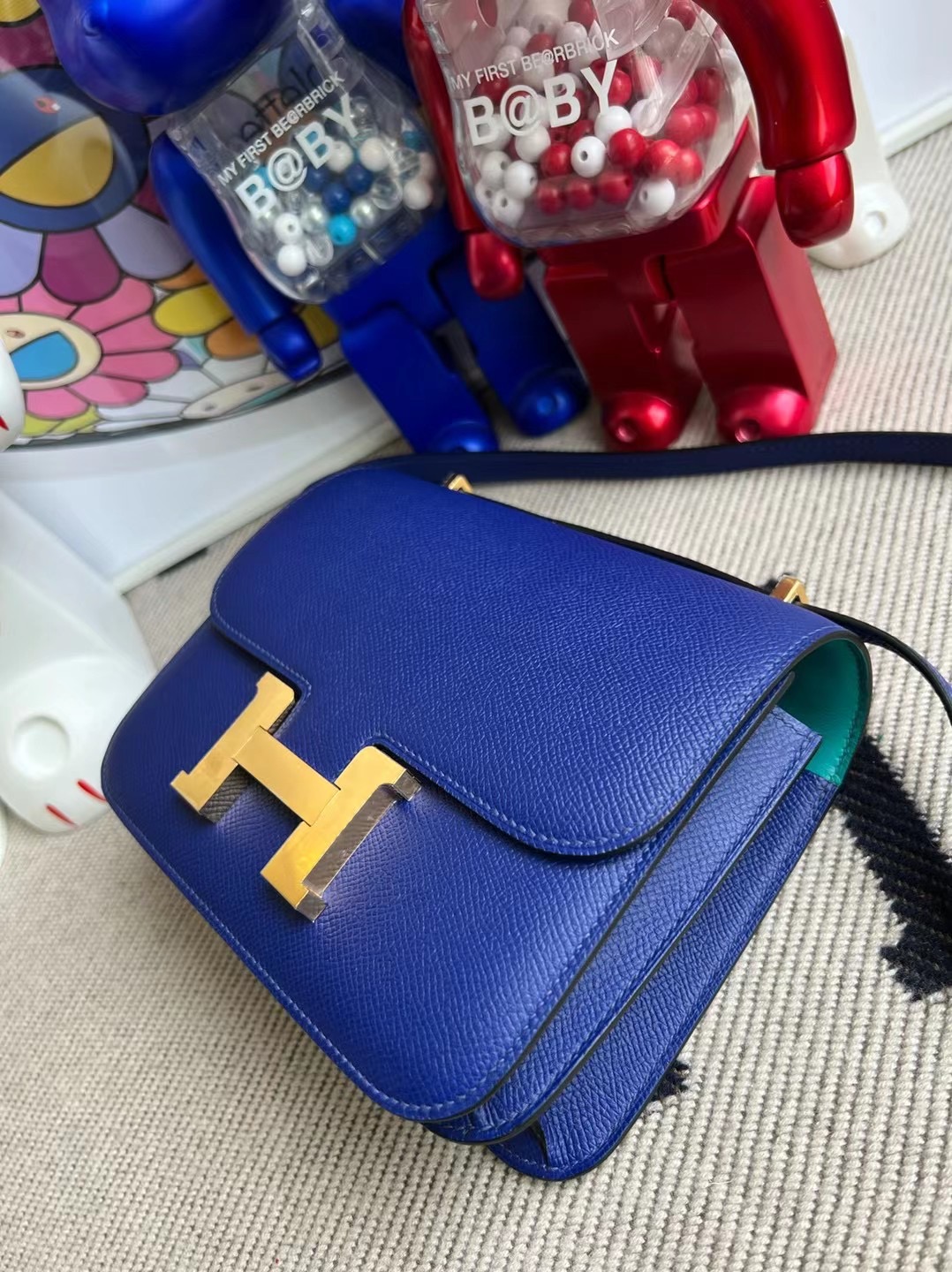 Hermès Constance 18cm Epsom 7T Blue electric 內拼 7F Blue Paon 金扣
