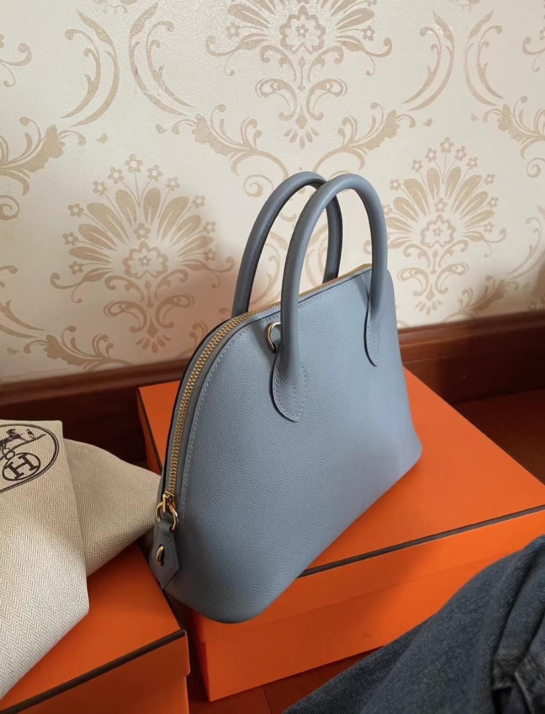 愛馬仕寶萊包尺寸價格 Hermès Bolide 25 Evercolor J7 blue lin 亞麻藍