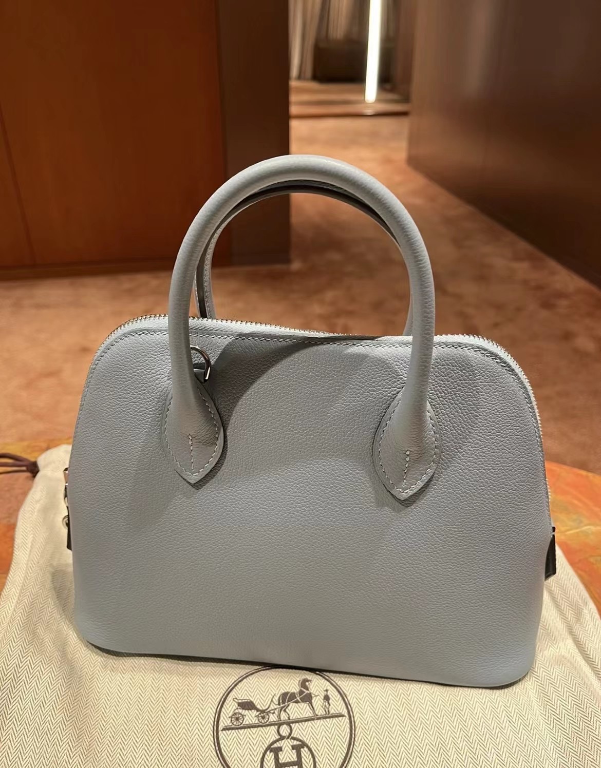 愛馬仕寶萊包尺寸價格 Hermès Bolide 25 Evercolor J7 blue lin 亞麻藍